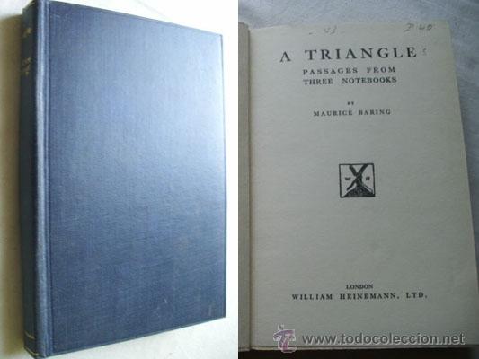 Libros antiguos: A TRIANGLE. Passages from three notebooks. BARING, Maurice. 1923 - Foto 1