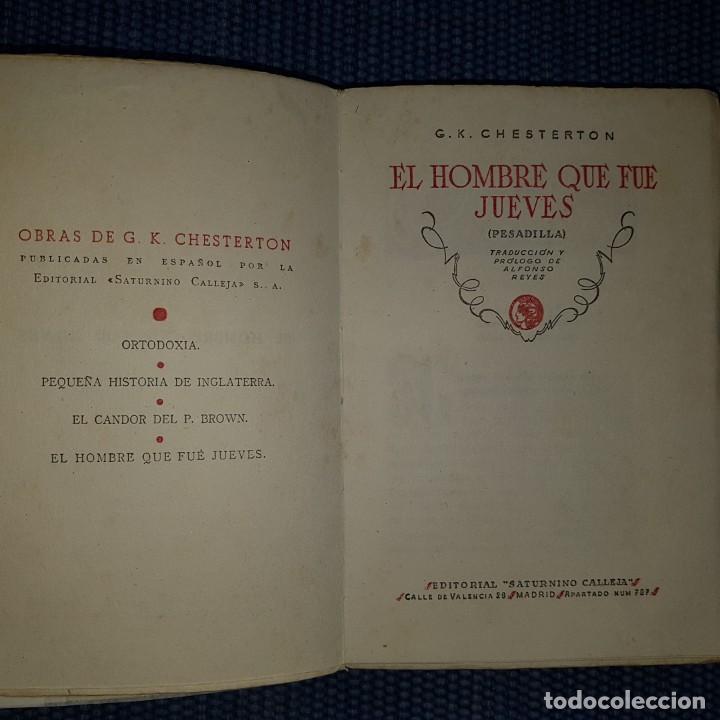 Libros antiguos: 1912: El hombre que fue Jueves - Chesterton - Calleja - Foto 2 - 160801290