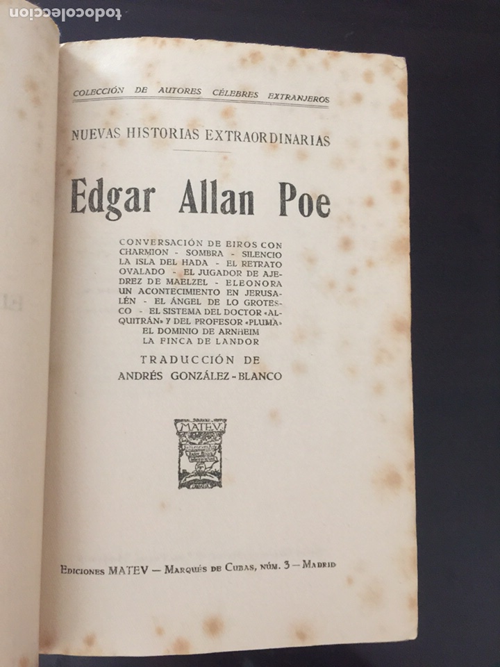 Libros antiguos: Edgar Allan Poe. 4 tomos. Editorial Mateu años 20 - Foto 4 - 273935653