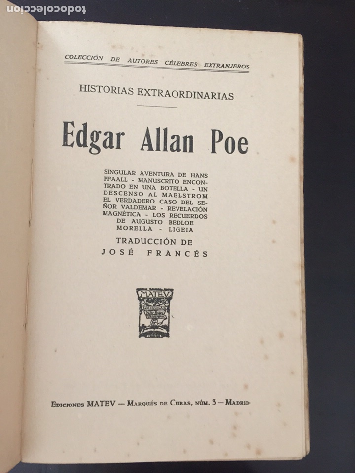 Libros antiguos: Edgar Allan Poe. 4 tomos. Editorial Mateu años 20 - Foto 6 - 273935653