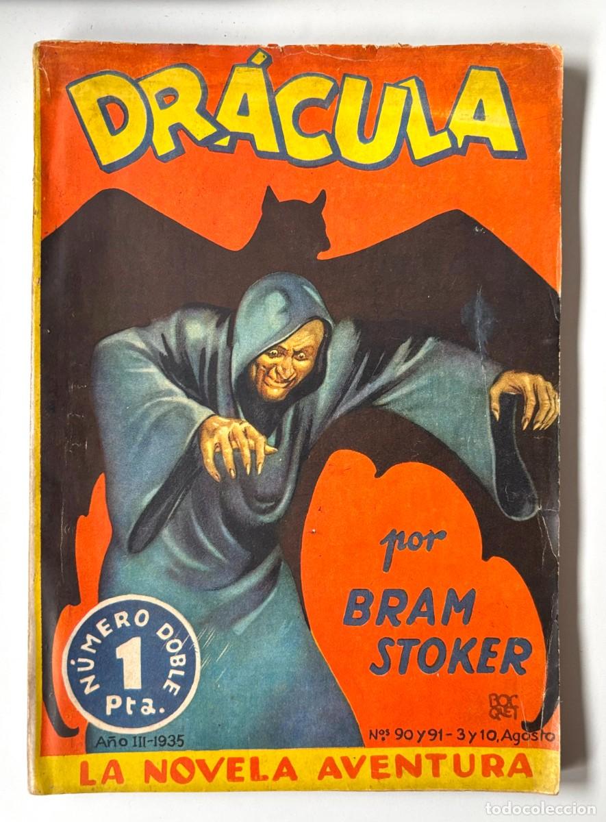 Libros antiguos: DR&Aacute;CULA. BRAM STOKER. 1&ordf; EDICI&Oacute;N, 1935. LA NOVELA AVENTURERA. ED. HIMSA. PORTADA DE BOCQUET