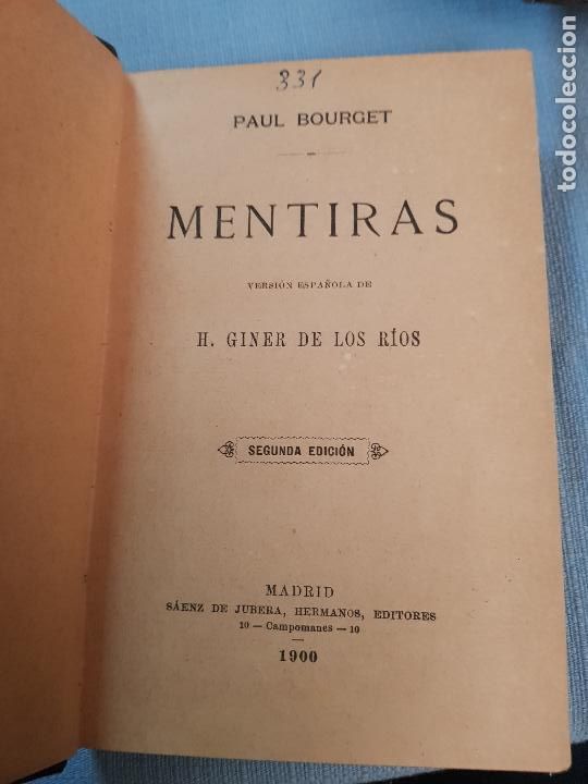 Libros antiguos: MENTIRAS- PAUL BOURGET - Foto 1