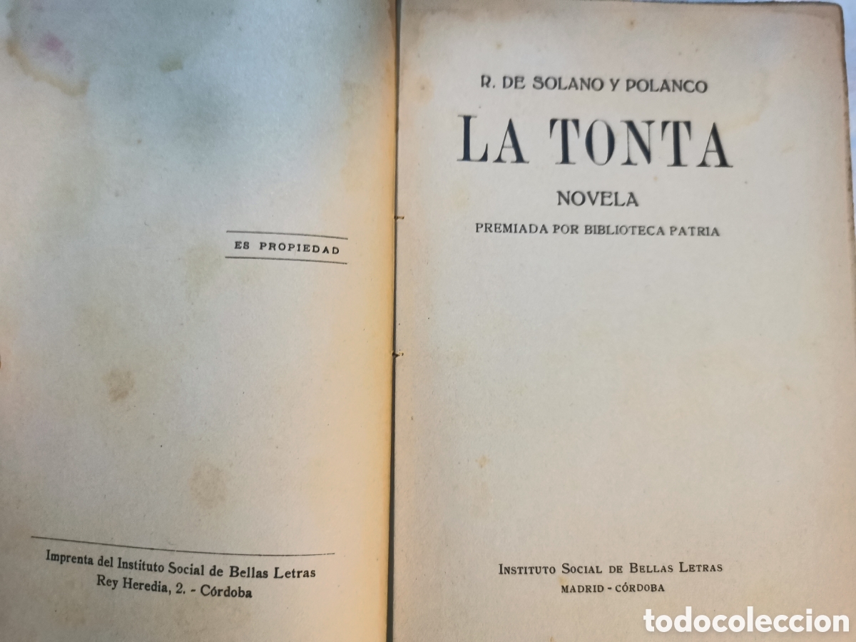 Libros antiguos: La tonta. Ram&oacute;n de Solano y Polanco - Foto 2