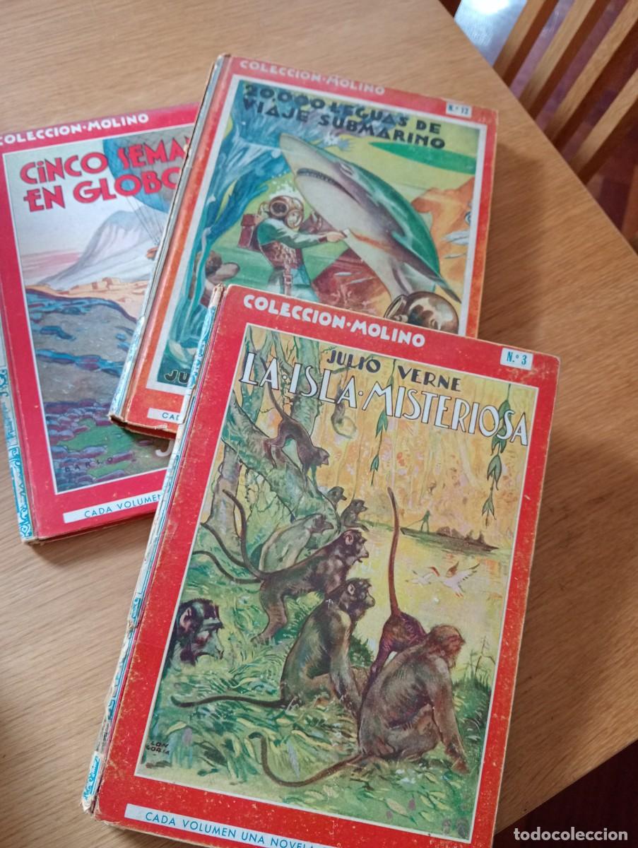 Old books: LOTE CON 3 EJEMPLARES DE LA COLECCI&Oacute;N MOLINO. JULIO VERNE. TAPAS DURAS. 1934 &ndash; 36. ILUSTRADOS.