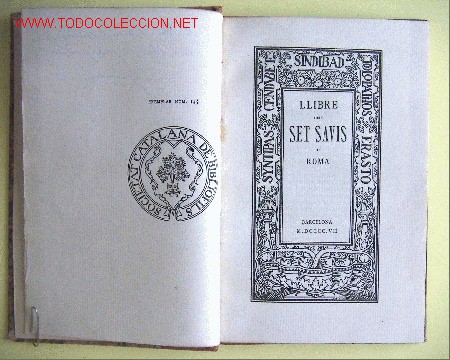 Libros antiguos: Llibre dels set savis de Roma - Foto 1