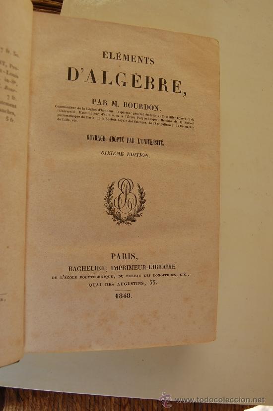 Libros antiguos: ELEMENTS D&acute;ALGEBRE - Foto 2