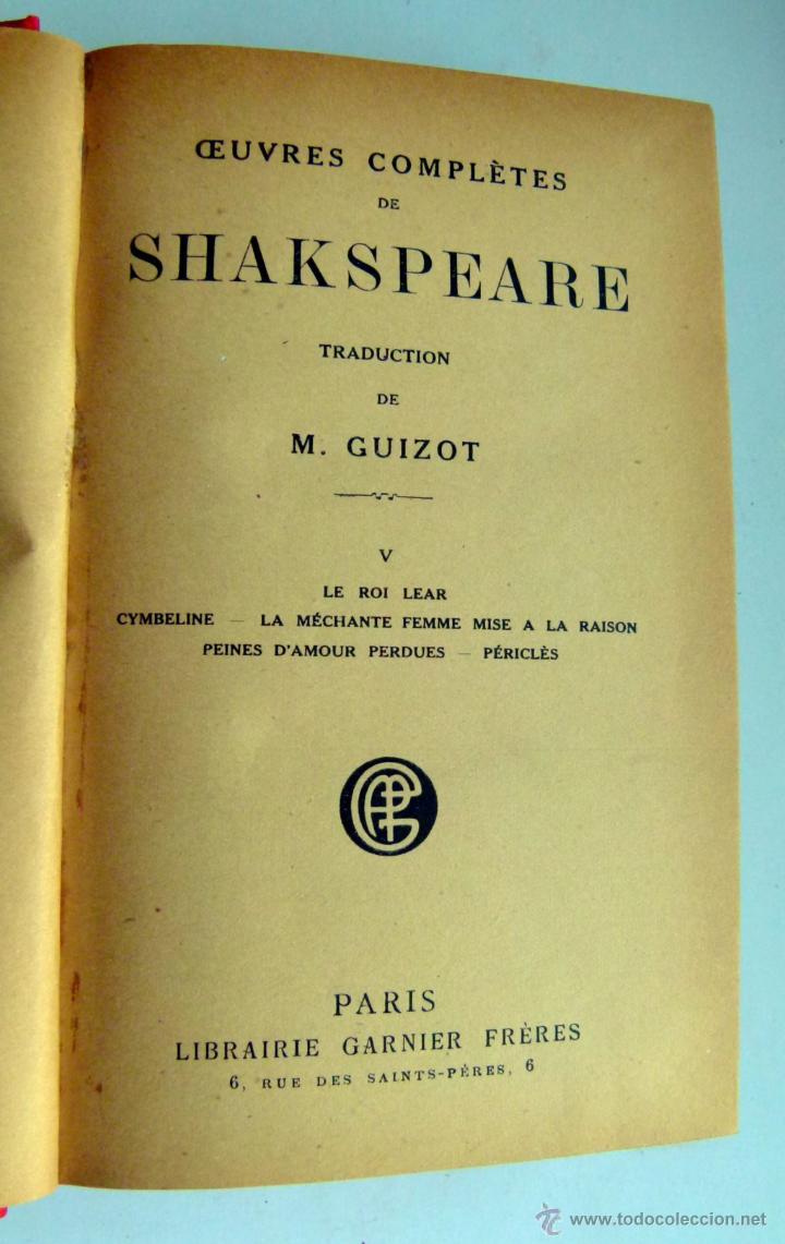 Libros antiguos: Oeuvres Compl&egrave;tes De Shakespeare - Foto 3