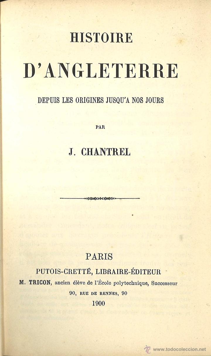 Libros antiguos: Histoire dAngleterre. Par&iacute;s. A&ntilde;o 1900. - Foto 2