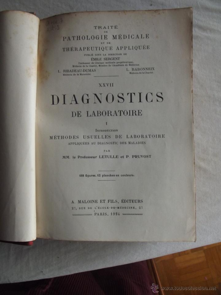 Libros antiguos: DIAGNOSTICS DE LABORATOIRE / SERGENT - Foto 2