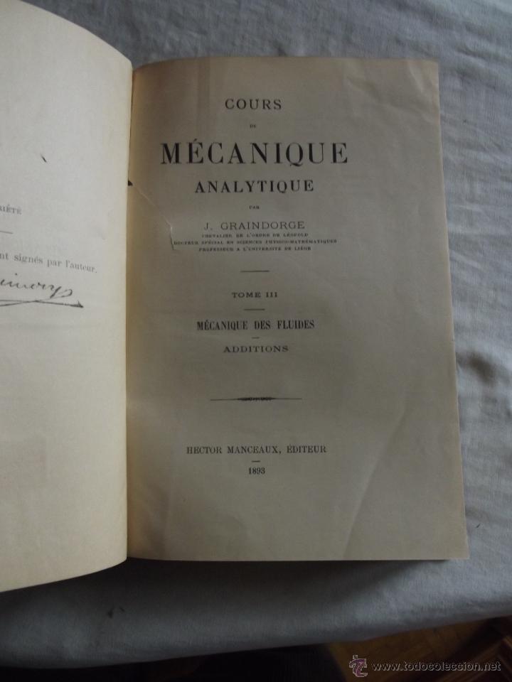 Libros antiguos: COURS DE MECANIQUE ANALYTIQUE J. GRAINDORGE - Foto 2