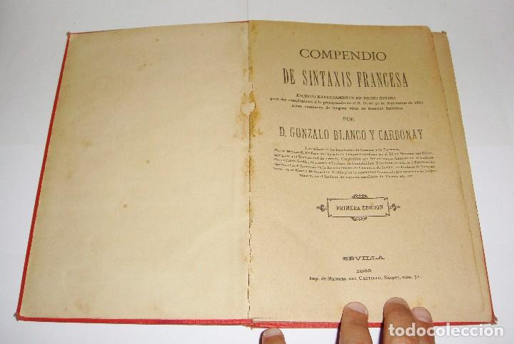 Libros antiguos: Compendio de Sintaxis Francesa. 1889. Primera Edici&oacute;n. - Foto 2