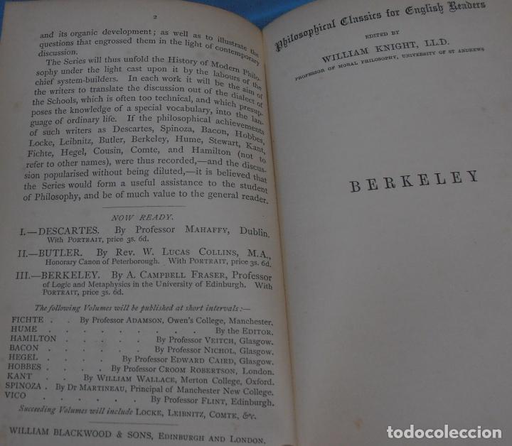 Libros antiguos: BERKELEY , BLACKWOOD`S ,PHILOSOPHICAL CLASSICS, 1881 - Foto 7