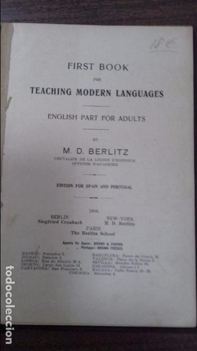 Libros antiguos: FIRST BOOK. TEACHING MODERN LANGUAGES. M. D. BERLITZ. 1908. LIBRO EN INGLES. - Foto 2