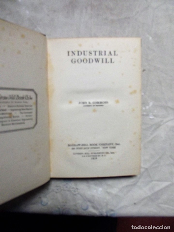 Libros antiguos: INDUSTRIAL GOODWILL / COMMONS - Foto 2