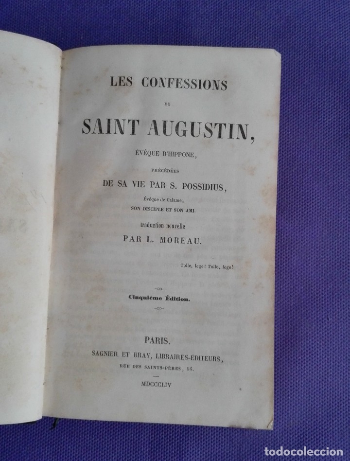 Libros antiguos: Les confessions de saint Augustin - Foto 4