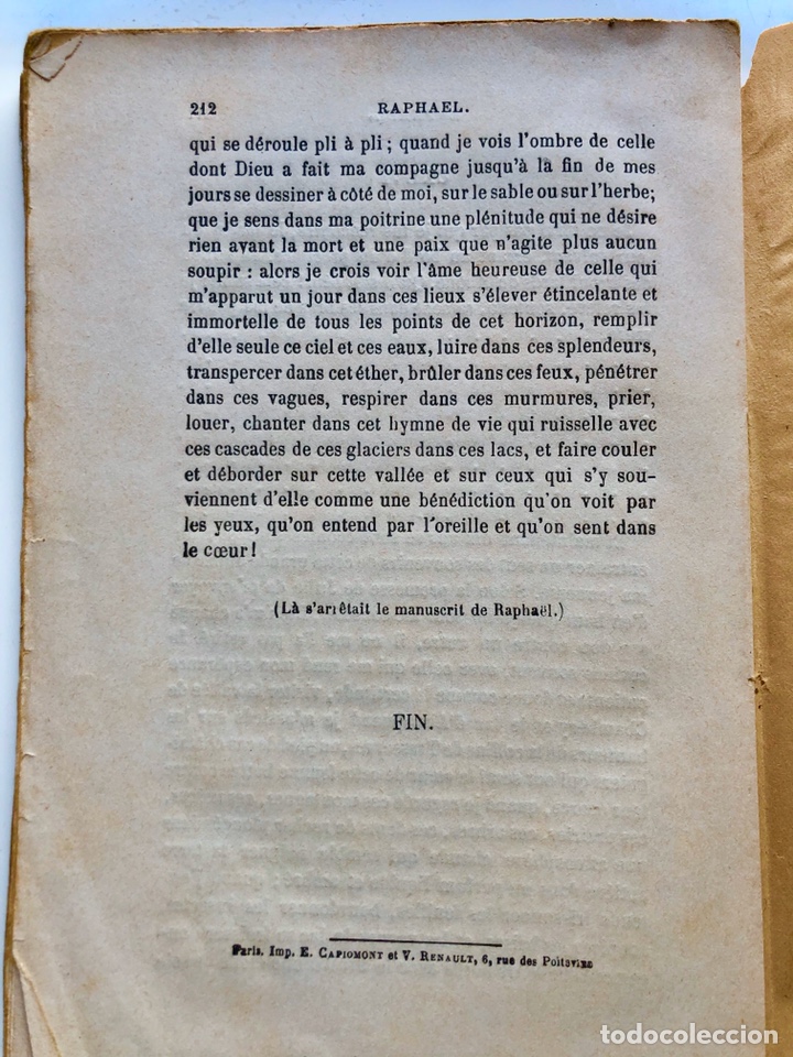 Libros antiguos: Antiguo libro en franc&eacute;s RAPHA&Euml;L FINALES S.XIX - Foto 3