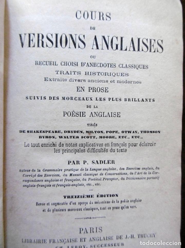 Libros antiguos: VERSIONS ANGLAISES-P.SADLER - Foto 1