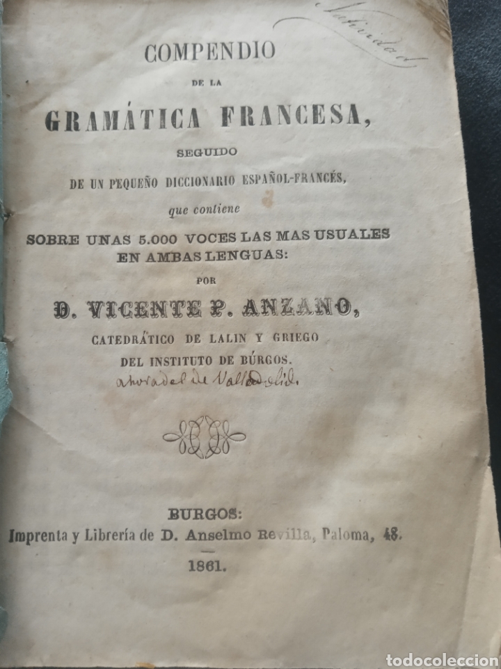Libros antiguos: Compendio de gram&aacute;tica francesa - Foto 2