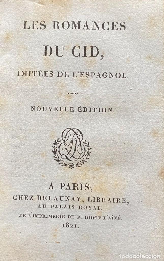 Libros antiguos: Les romances du Cid. 1821 - Foto 2