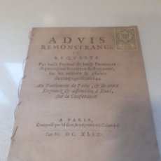 Libri antichi: PAYSANS 1649 AVIS REMONTRANCE ET REQUETE PAR 8 PROVINCES