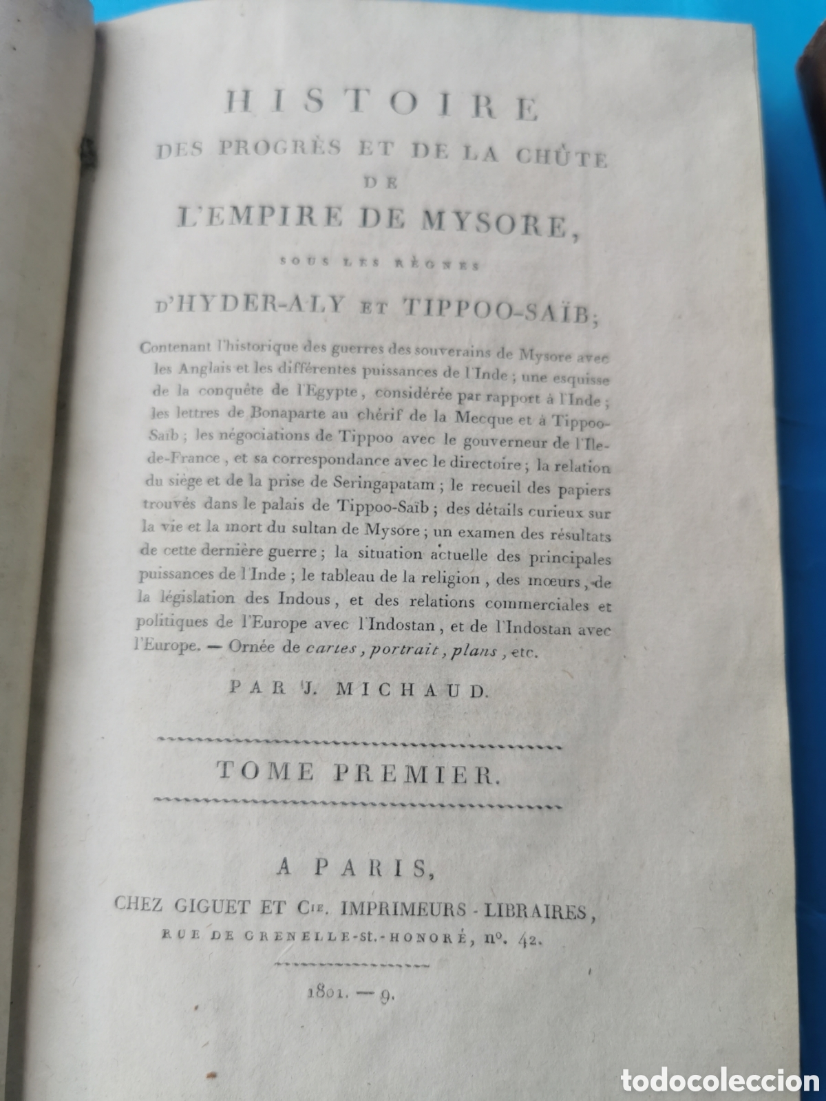 Libros antiguos: Histoire des progr&eacute;s et de la chute de lempire de Mysore - Foto 3