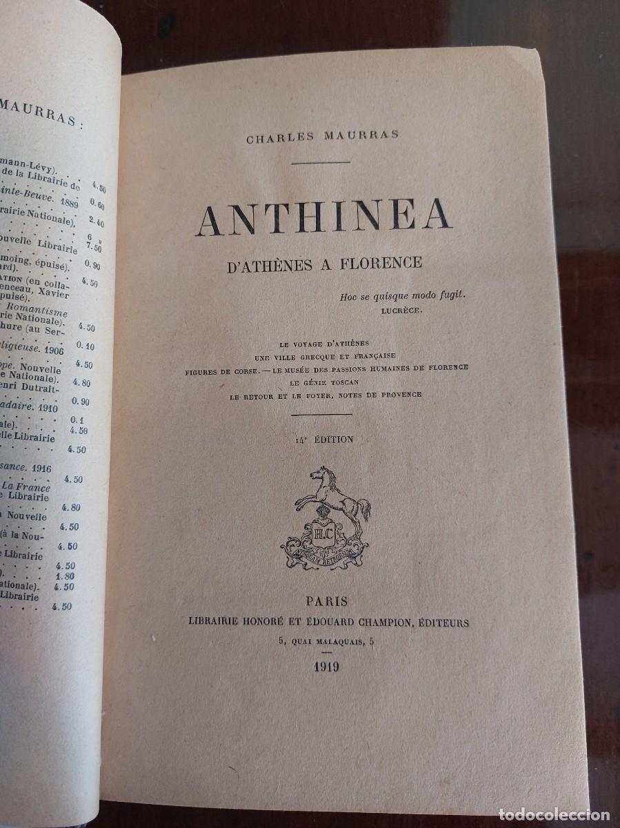 Libros antiguos: Anthinea - Charles Maurras - 1919 - Foto 1