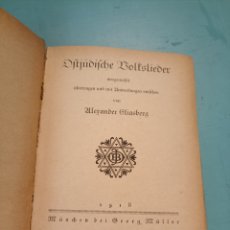 Libros antiguos: OSTJÜDISCHE VOLKSLIEDER. ALEXANDER ELIASBERG. 1918