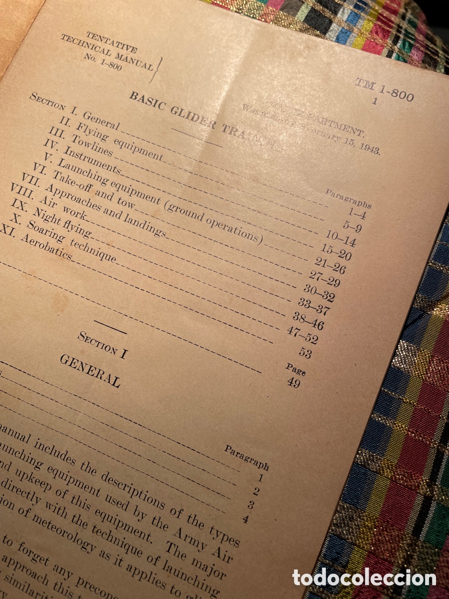 Libros antiguos: Thechnical Manual. Basic Glider Training. War Department. Washington, 1943 - Foto 2