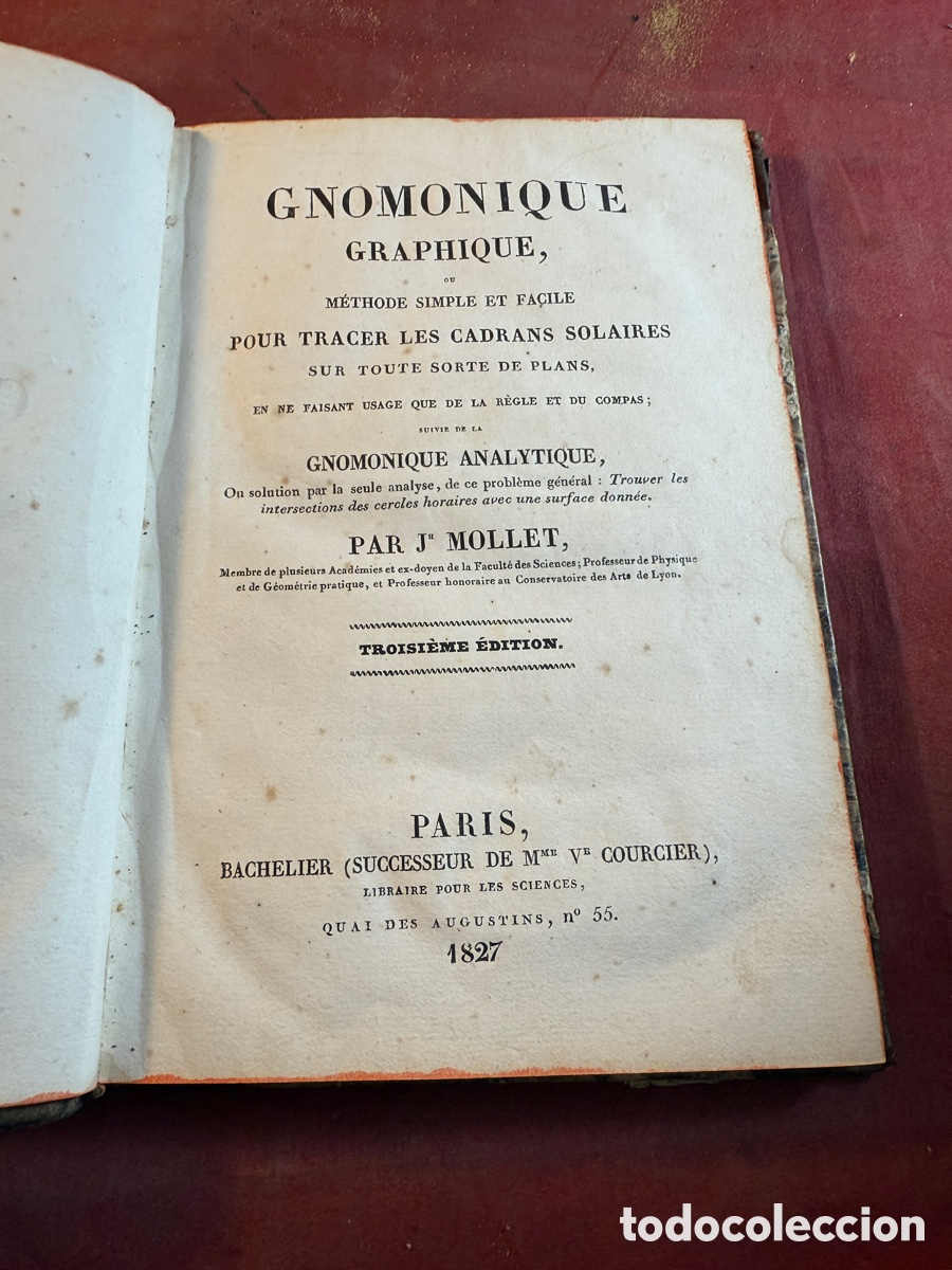 Libros antiguos: GNOMONIQUE GRAPHIQUE 1827 - Foto 1
