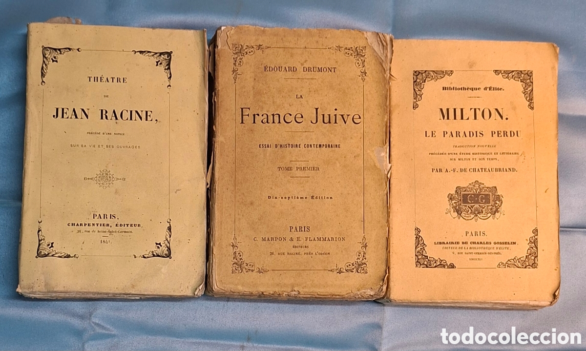 Libros antiguos: Colecci&oacute;n de 3 libros antiguos en Franc&eacute;s