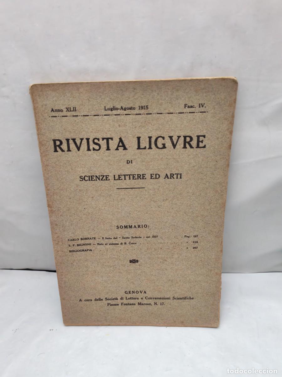 Old books: Rivista Ligure di Scienze, Lettere ed Arti, Anno XLII, Luglio-Agosto 1915, Fasc. IV