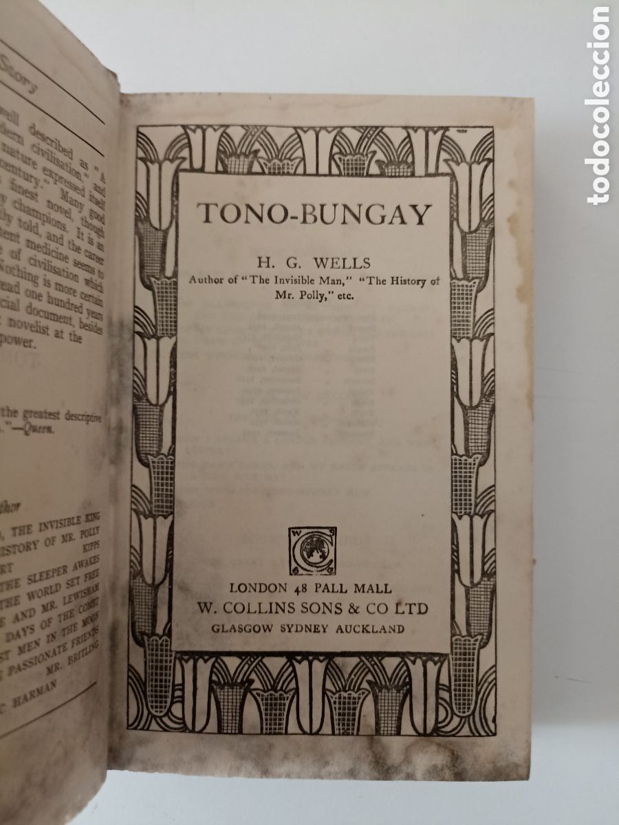 Libros antiguos: LIBRO EN INGL&Eacute;S H. G. Wells - Tono-Bungay (W. Collins Sons, London, 1934)