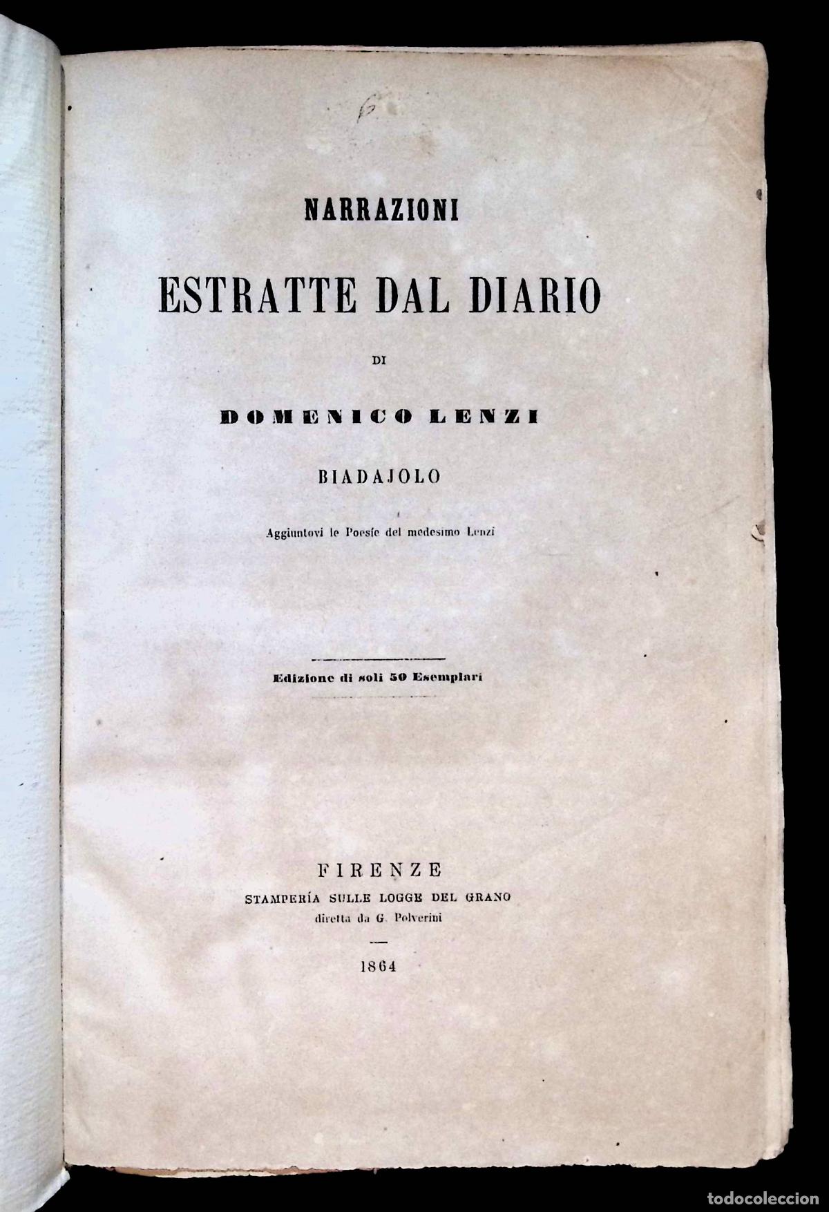 Libros antiguos: NARRAZIONI ESTRATTE DAL DIARIO DI... - LENZI, Domenico.