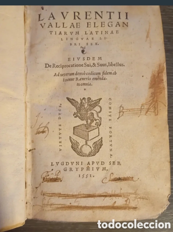 Libros antiguos: 1551. Las elegancias del lat&iacute;n. Lorenzo Valla