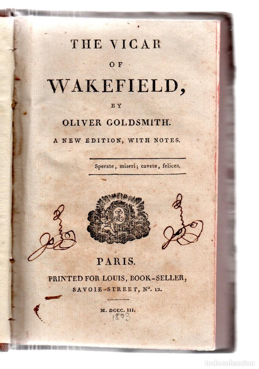 Libros antiguos: The Vicar of Wakefield. Goldsmith, Oliver.