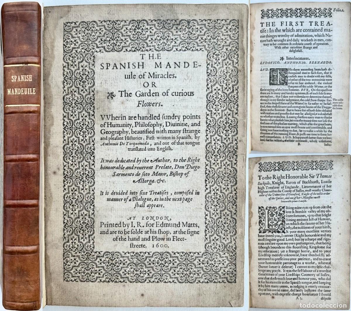 Libros antiguos: SPANISH MANDEUILE OF MIRACLES 1600 Tra. Lewes Leweknor JARD&Iacute;N DE FLORES CURIOSAS ANTONIO TORQUEMADA