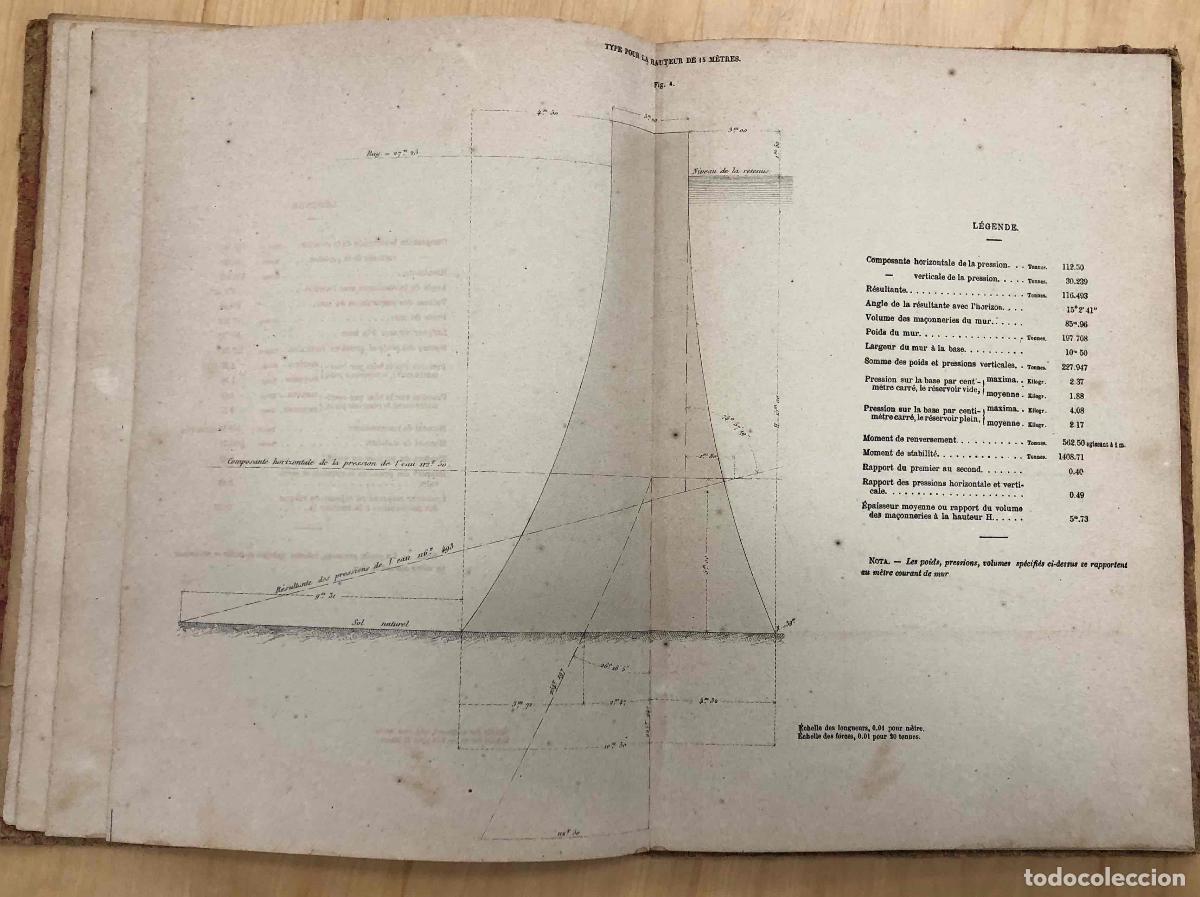 Libros antiguos: ETUDE SUR LES MURS DE RESERVOIRS. J.B. KRANTZ. DUNOD EDITEUR, PARIS. PLANCHES. A&Ntilde;O 1870. EN FRANCES