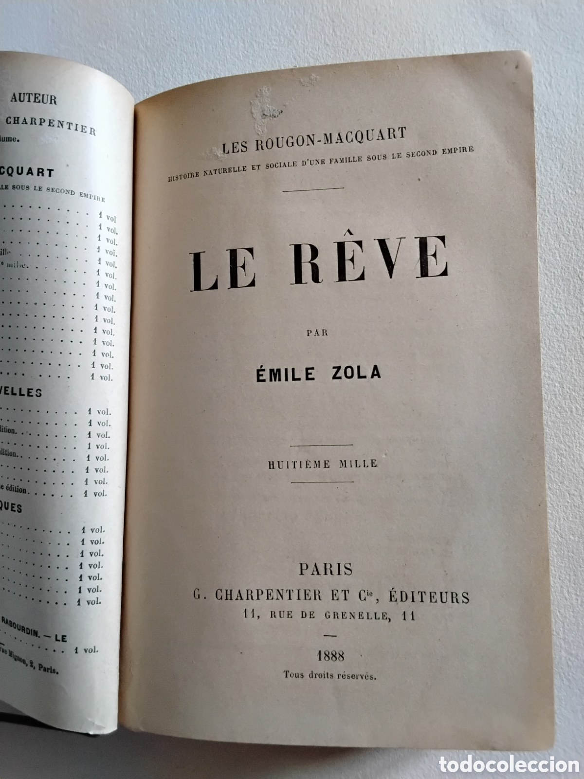Libros antiguos: LE R&Egrave;VE. &Eacute;MILE ZOLA. G. CHARPENTIER, 1888