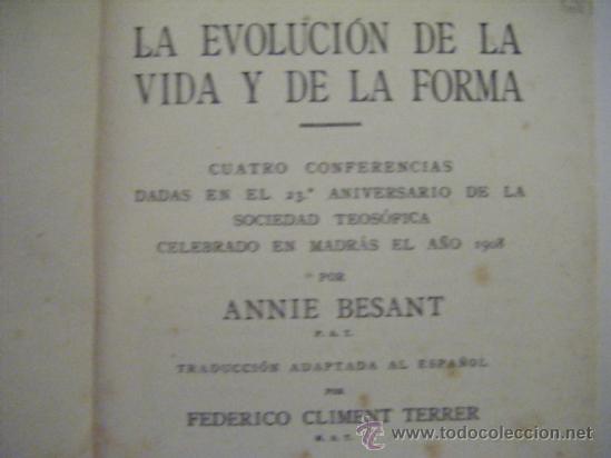 Libros antiguos: LA EVOLUCION DE LA VIDA Y DE LA FORMA - Foto 3