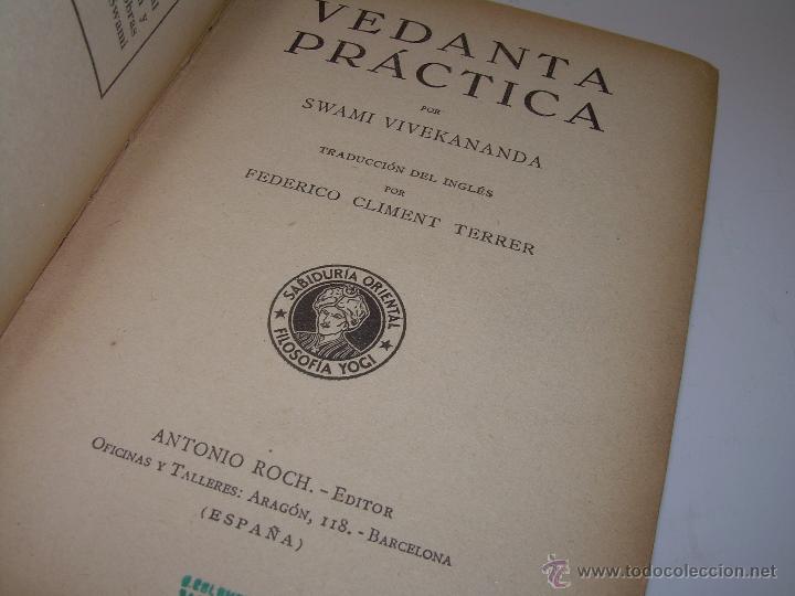 Libros antiguos: ANTIGUO LIBRO.....VEDANTA PRACTICA. - Foto 4