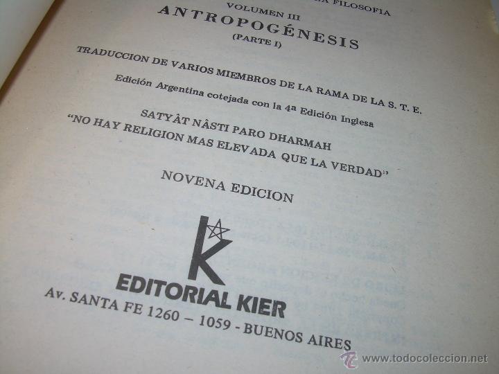 Libros antiguos: LIBRO...DOCTRINA SECRETA....ANTROPOGENESIS. - Foto 4