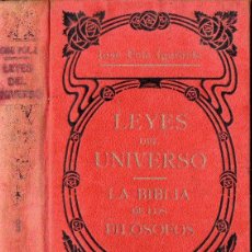 Libros antiguos: JOSÉ FOLA IGURBIDE : LEYES DEL UNIVERSO - LA BIBLIA DE LOS FILÓSOFOS TOMO 1 (MAUCCI, S.F.)