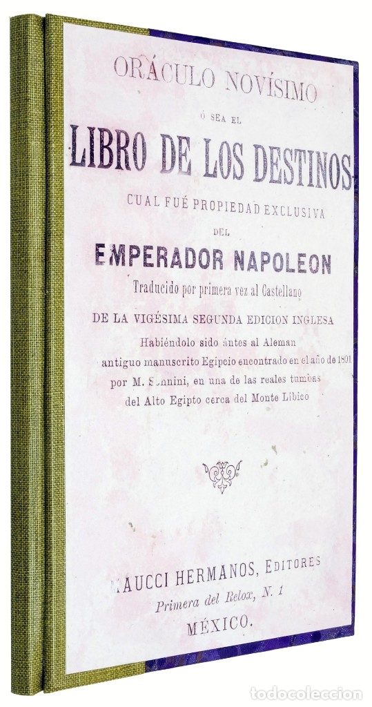 1920C - LIBRO DE LOS DESTINOS - ORACULO DE NAPOLÉÓN - ESPECIAL OBSEQUIO (Libros Antiguos, Raros y Curiosos - Parapsicología y Esoterismo)