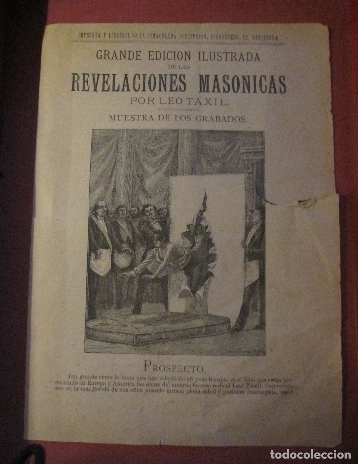 PUBLICIDAD DE GRANDE EDICIÓN ILUSTRADA DE LAS REVELACIONES MASONICAS POR LEO TAXIL. 27 X 19,5 CM
