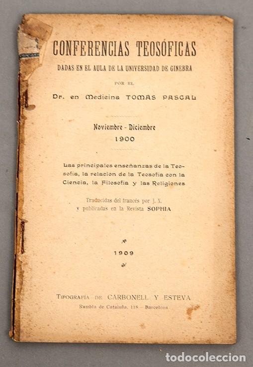 Libros antiguos: TOM&Aacute;S PASCAL - CONFERENCIAS TEOS&Oacute;FICAS - 1909 - Foto 1