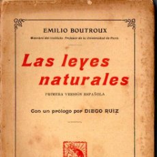 Libros antiguos: EMILIO BOUTROUX : LAS LEYES NATURALES (F. GRANADA, C. 1900)