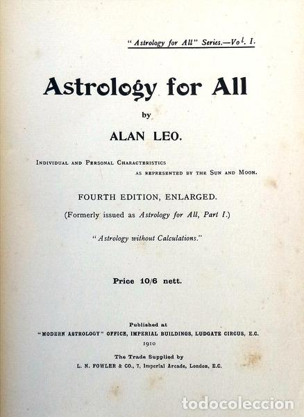 Libros antiguos: LEO. (Alan) - ASTROLOGY FOR ALL. - Foto 2