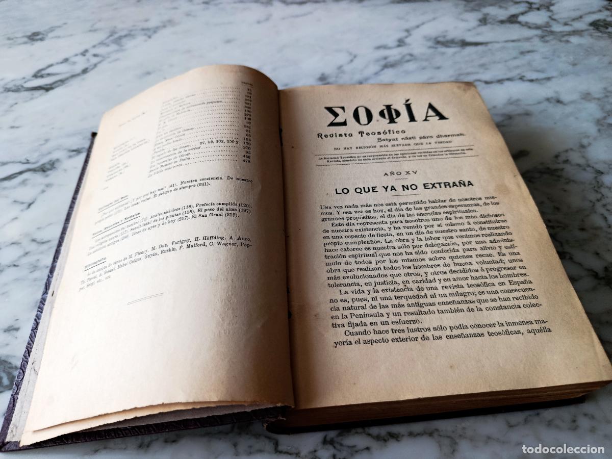 Libri antichi: SOPHIA - REVISTA TEOSOFICA, ORIENTALISMO, OCULTISMO - MADRID 1907 (A&Ntilde;O XV) - A&Ntilde;O COMPLETO - RARO