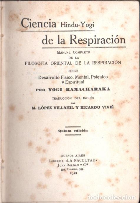 Old books: YOGI RAMACHARAKA : CIENCIA HINDU YOGI DE LA RESPIRACI&Oacute;N (1922)