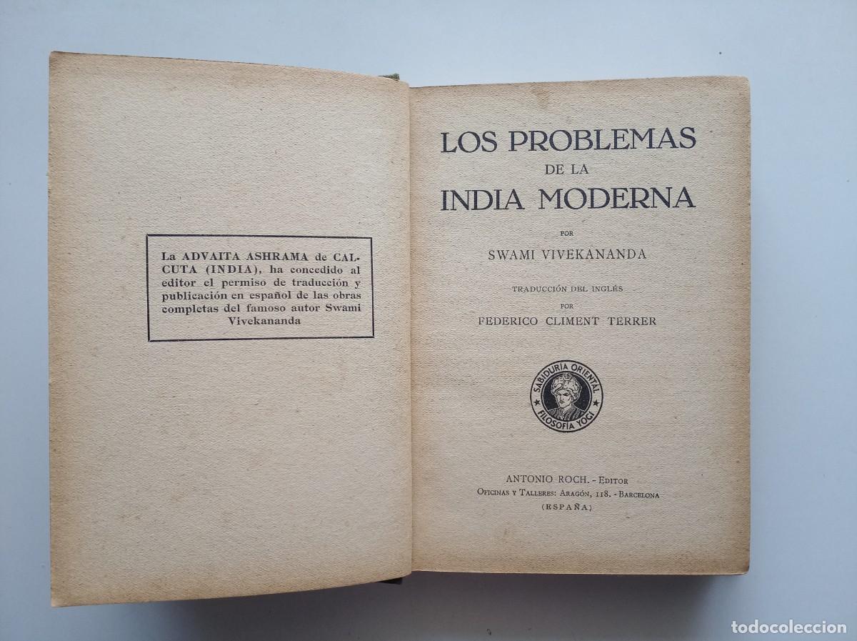 Libros antiguos: SWAMI VIVEKANANDA. LOS PROBLEMAS DE LA INDIA MODERNA. 1910. FEDERICO CLIMENT FERRER.